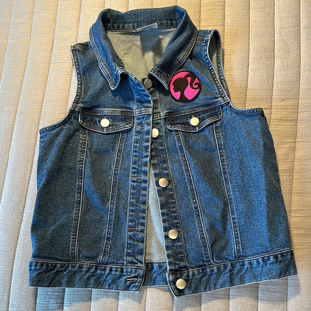 Barbie Denim Vest with Pink Logo - Picture 2 of 7